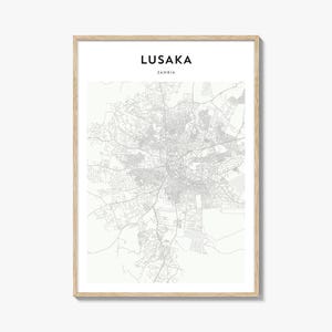 Lusaka Map Poster, Lusaka Map Print, Lusaka Travel Wall Art, Lusaka Personalized Map, Zambia