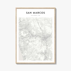 San Marcos Map Poster, San Marcos Map Print, San Marcos Travel Wall Art, San Marcos Personalized Map, California