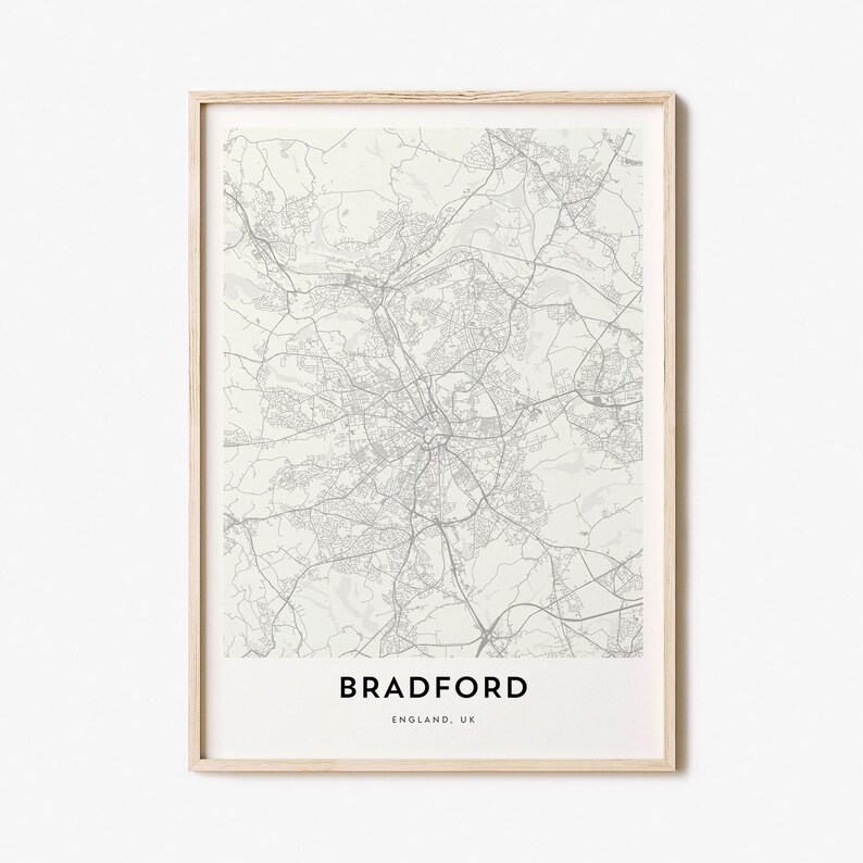 Map of Bradford Bradford Map Print Bradford Map Poster City Etsy