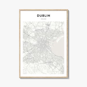 Cartaz do mapa de Dublin, impressão do mapa de Dublin, arte de parede de viagem de Dublin, mapa personalizado de Dublin, Irlanda