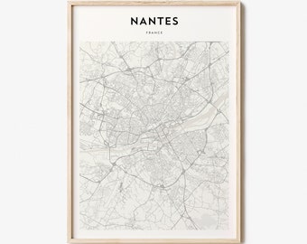 Nantes Map Poster, Nantes Map Print, Nantes Personalized Map Art, Nantes Wall Art, Nantes Travel Poster, Travel Gift
