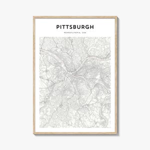 Pittsburgh Map Poster, Pittsburgh Map Print, Pittsburgh Travel Wall Art, Pittsburgh Personalized Map, Pennsylvania