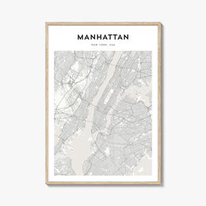 Manhattan Map Poster, Manhattan Map Print, Manhattan Travel Wall Art, Manhattan Personalized Map, New York