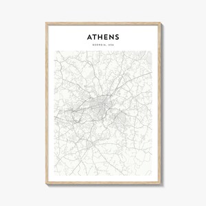 Athens Georgia Map Poster, Athens Map Print, Athens Travel Wall Art, Athens Personalized Map,