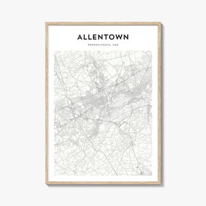 Allentown Pennsylvania Map Art Print: Travel Poster