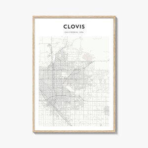 Mapa Clovis w Kalifornii, wydruk artystyczny: Spersonalizowany plakat podróżniczy