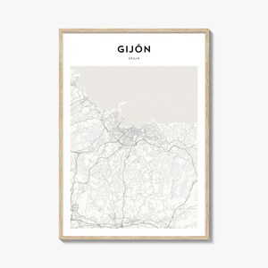 Gijon Karte Poster, Gijon Karte Druck, Gijon Reisewandkunst, Gijon personalisierte Karte, Spanien
