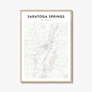 Affiche de carte de Saratoga Springs, impression de carte de Saratoga Springs, art mural voyage de Saratoga Springs, carte personnalisée de Saratoga Springs, New York