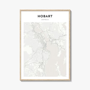 Hobart-kaartposter, Hobart-kaartafdruk, Hobart Travel Wall Art, Hobart gepersonaliseerde kaart, Australië