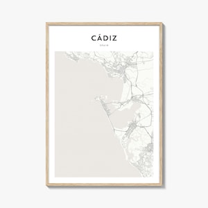 Cadiz Karte Poster, Cadiz Karte Druck, Cadiz Reisewandkunst, Cadiz personalisierte Karte, Spanien