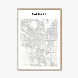 Kaartafdruk Calgary, poster Alberta, kunst aan de muur Canada, YYC Custom Street Decor