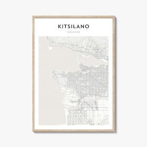Kitsilano-kaartposter, Kitsilano-kaartafdruk, Kitsilano Travel Wall Art, Kitsilano-kaart, gepersonaliseerde kaart, Vancouver