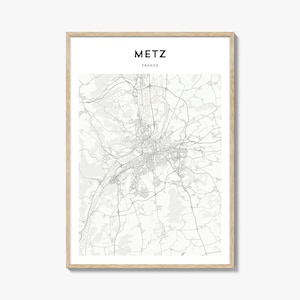 Metz Map Poster, Metz Map Print, Metz Travel Wall Art, Metz Personalized Map, France