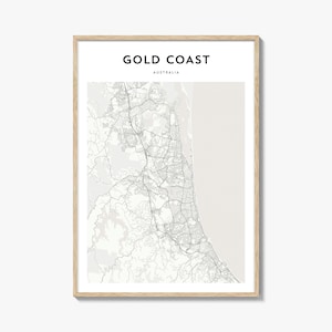 Pôster de mapa da Gold Coast, impressão de mapa da Gold Coast, arte de parede de viagem da Gold Coast, mapa personalizado da Gold Coast, Austrália
