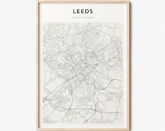 Leeds Map Poster, Leeds Map Print, Leeds Personalized Map Art, Leeds Wall Art, Leeds Travel Poster, Travel Gift