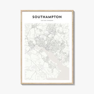 Southampton United Kingdom Map Poster, Southampton Map Print, Southampton Travel Wall Art, Southampton Personalized Map,