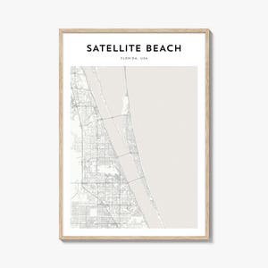 Satellite Beach-kaartposter, Satellite Beach-kaartprint, Satellite Beach Travel-muurkunst, Satellite Beach-gepersonaliseerde kaart, Florida