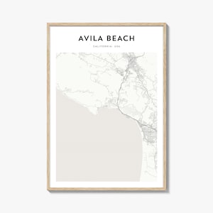 Avila Beach kaartposter, Avila Beach kaartprint, Avila Beach reizen muurkunst, Avila Beach gepersonaliseerde kaart, Californië