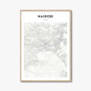 Nairobi kaartposter, Nairobi kaartafdruk, Nairobi Travel Wall Art, Nairobi gepersonaliseerde kaart, Kenia