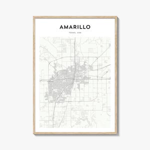 Amarillo Map Poster, Amarillo Map Print, Amarillo Travel Wall Art, Amarillo Personalized Map, Texas
