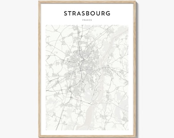 Strasbourg Map Poster, Strasbourg Map Print, Strasbourg Travel Wall Art, Strasbourg Personalized Map, France