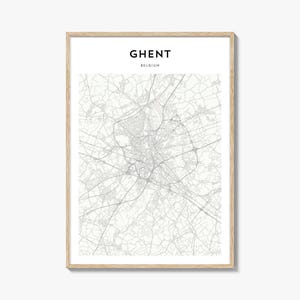 Ghent Map Poster, Ghent Map Print, Ghent Travel Wall Art, Ghent Personalized Map, Belgium