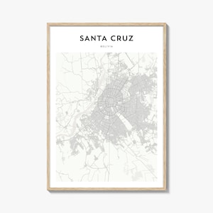 Santa Cruz Bolivia Map Poster, Santa Cruz Map Print, Santa Cruz Travel Wall Art, Santa Cruz Personalized Map,