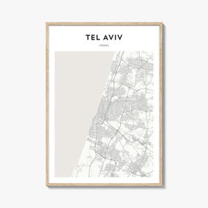 Tel Aviv Map Art Print: Modern Israel City Map Poster