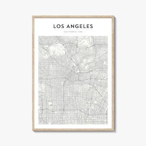 Cartaz do mapa de Los Angeles, impressão do mapa de Los Angeles, arte de parede de viagem de Los Angeles, mapa personalizado de Los Angeles, Califórnia