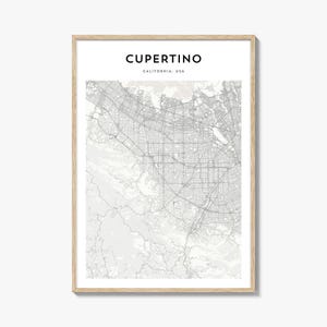 Cupertino Map Print, Silicon Valley Poster, California Wall Art, Bay Area Custom Street Decor
