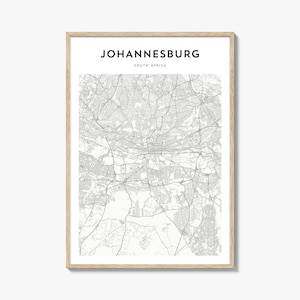Johannesburg kaartposter, Johannesburg kaart print, Johannesburg reizen kunst aan de muur, Johannesburg gepersonaliseerde kaart, Zuid-Afrika