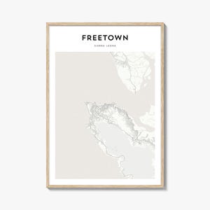 Freetown kaart poster, Freetown kaart print, Freetown reizen kunst aan de muur, Freetown gepersonaliseerde kaart, Sierra Leone
