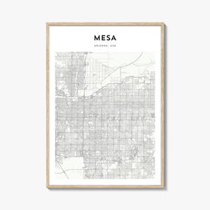 Mesa Map Poster, Mesa Map Print, Mesa Travel Wall Art, Mesa Personalized Map, Arizona