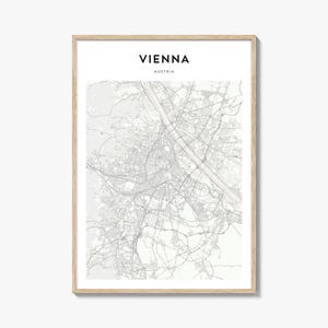 Cartaz do mapa de Viena, impressão do mapa de Viena, arte de parede de viagem de Viena, mapa personalizado de Viena, Áustria