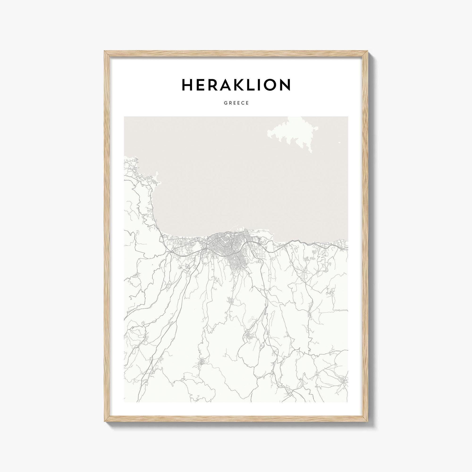 Heraklion Map Poster, Heraklion Map Print, Heraklion Travel Wall Art, Heraklion Personalized Map, Greece