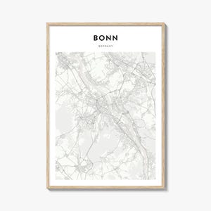 Cartaz do mapa de Bonn, impressão do mapa de Bonn, arte de parede de viagem de Bonn, mapa personalizado de Bonn, Alemanha