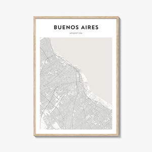 Kaartposter Buenos Aires, kaart print Buenos Aires, reizen kunst aan de muur Buenos Aires, gepersonaliseerde kaart Buenos Aires, Argentinië