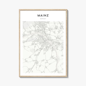 Mainz Map Poster, Mainz Map Print, Mainz Travel Wall Art, Mainz Personalized Map, Germany