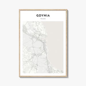 Gdynia Map Print, Poland Poster, Polska Wall Art, Tricity Custom Street Decor