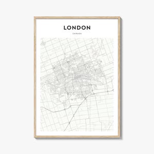 Poster mappa di Londra Canada, stampa mappa di Londra, arte murale di viaggio di Londra, mappa personalizzata di Londra,