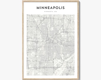 Minneapolis Map Poster, Minneapolis Map Print, Minneapolis Travel Wall Art, Minneapolis Personalized Map, Minnesota