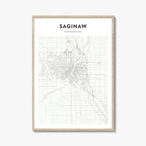 Saginaw Map Poster, Saginaw Map Print, Saginaw Travel Wall Art, Saginaw Personalized Map, Michigan