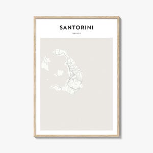 Santorini Karte Poster, Santorini Karte Druck, Santorini Reisewandkunst, Santorini personalisierte Karte, Griechenland
