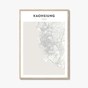 Cartaz do mapa de Kaohsiung, impressão do mapa de Kaohsiung, arte de parede de viagem de Kaohsiung, mapa personalizado de Kaohsiung, Taiwan