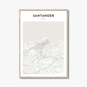 Santander Karte Poster, Santander Karte Druck, Santander Reisewandkunst, Santander personalisierte Karte, Spanien