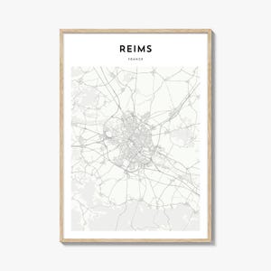 Reims Map Poster, Reims Map Print, Reims Travel Wall Art, Reims Personalized Map, France