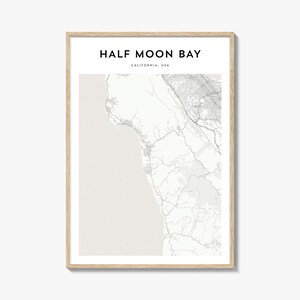 Poster mappa Half Moon Bay, stampa mappa Half Moon Bay, arte murale da viaggio Half Moon Bay, mappa personalizzata Half Moon Bay, California