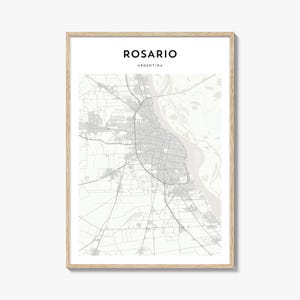ロサリオ地図ポスター、ロサリオ地図プリント、ロサリオ旅行壁アート、ロサリオパーソナライズ地図、アルゼンチン