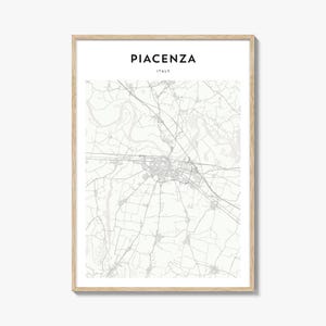 Piacenza Map Print, Emilia-Romagna Poster, Italy Wall Art, Piacenza Custom Street Decor