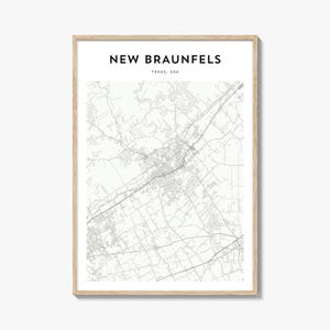 New Braunfels Karte Poster, New Braunfels Karte Druck, New Braunfels Reisewandkunst, New Braunfels personalisierte Karte, Texas